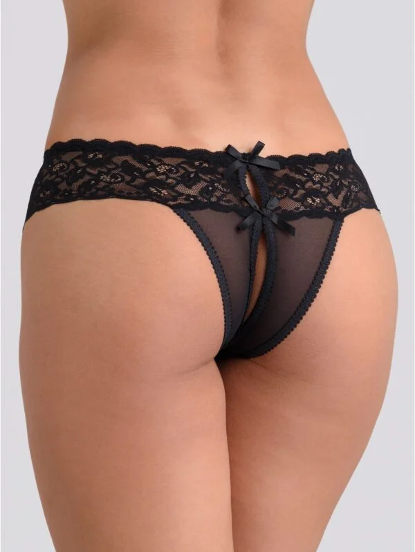BellesHoney Crotchless Lace Thong with Satin Bows