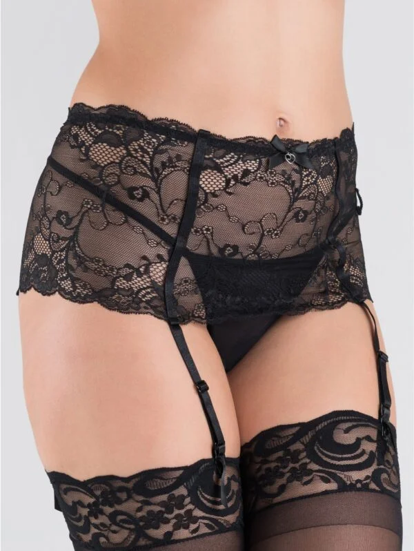 BellesHoney Plus Size Love Me Lace Deep Garter Belt Black