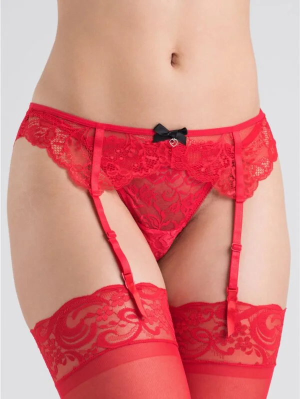 BellesHoney Love Me Red Lace Garter Belt