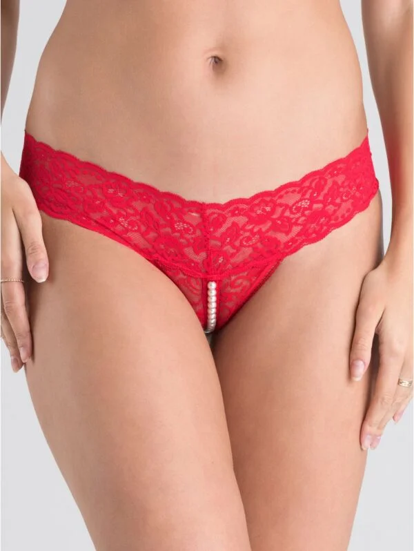 BellesHoney Red Crotchless Pearl Thong