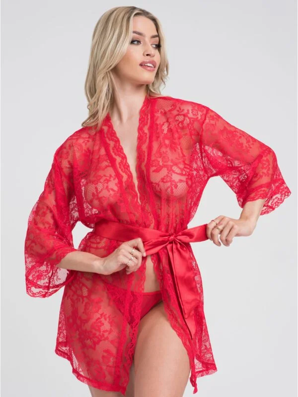 BellesHoney Plus Size Flaunt Me Red Lace Robe