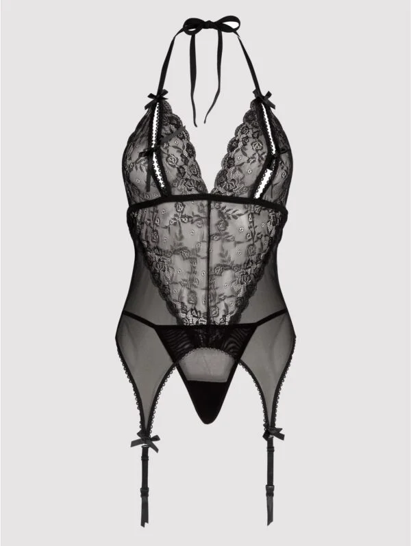 BellesHoney Black Peek-a-Boo Merry Widow Bustier Set