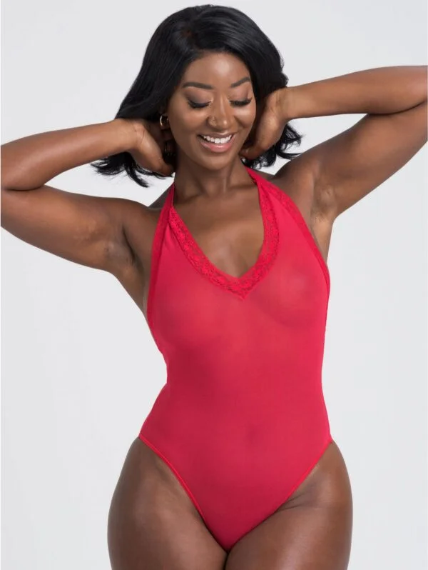 BellesHoney Red Crotchless Halterneck Teddy