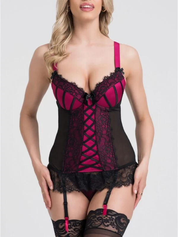 BellesHoney Plus Size Boudoir Belle Cherry Push-Up Basque Set