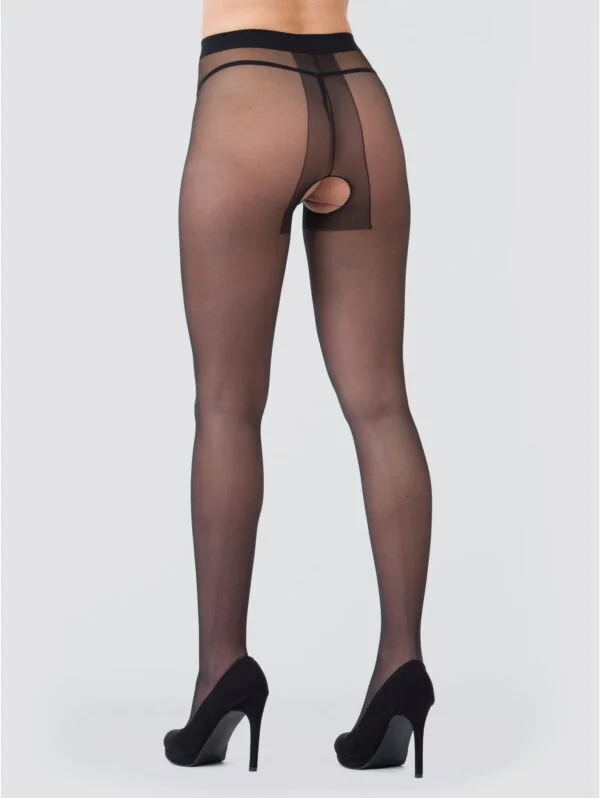 BellesHoney Plus Size Black Sheer Crotchless Pantyhose