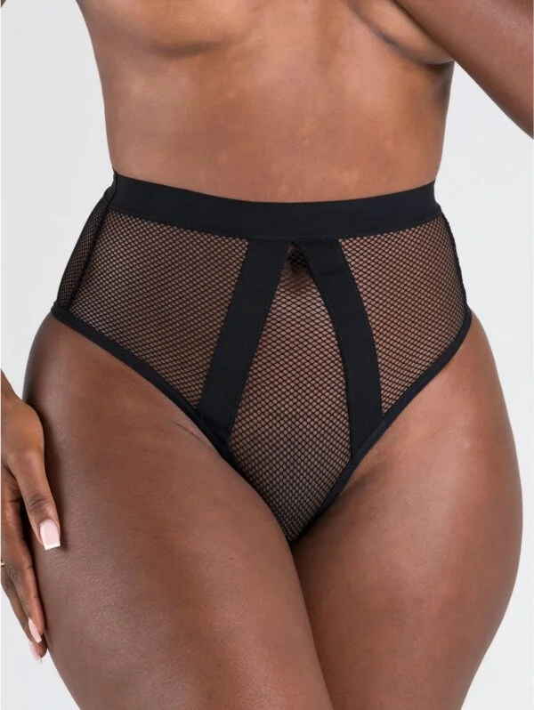 BellesHoney Black High-Waisted Fishnet Thong