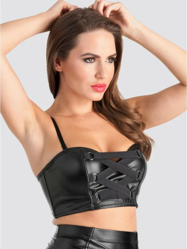 BellesHoney Plus Size Fierce Leather-Look Longline Bra