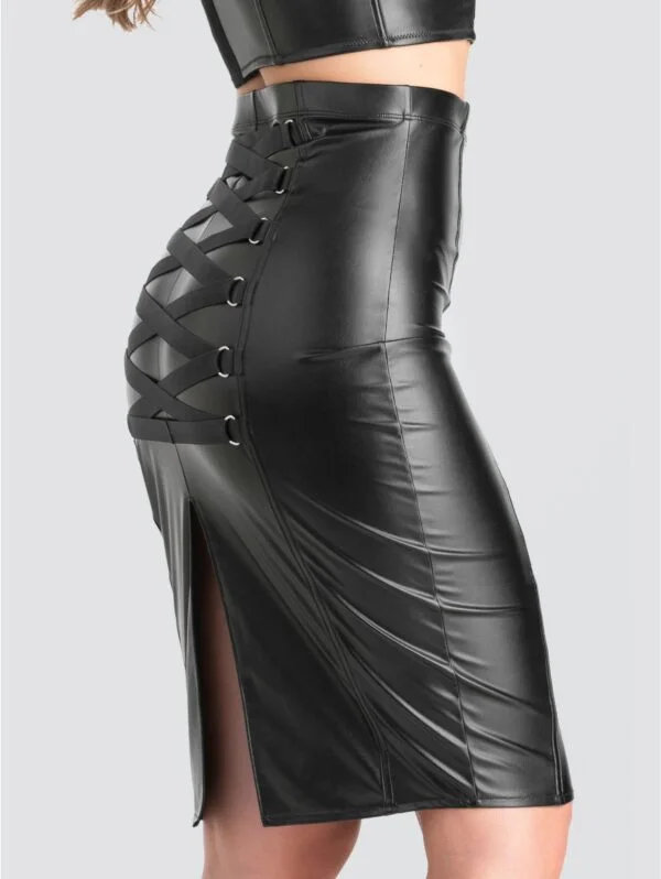 BellesHoney Plus Size Fierce Black Leather-Look Skirt
