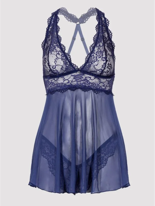 BellesHoney Plus Size Bombshell Blue Lace Babydoll Set