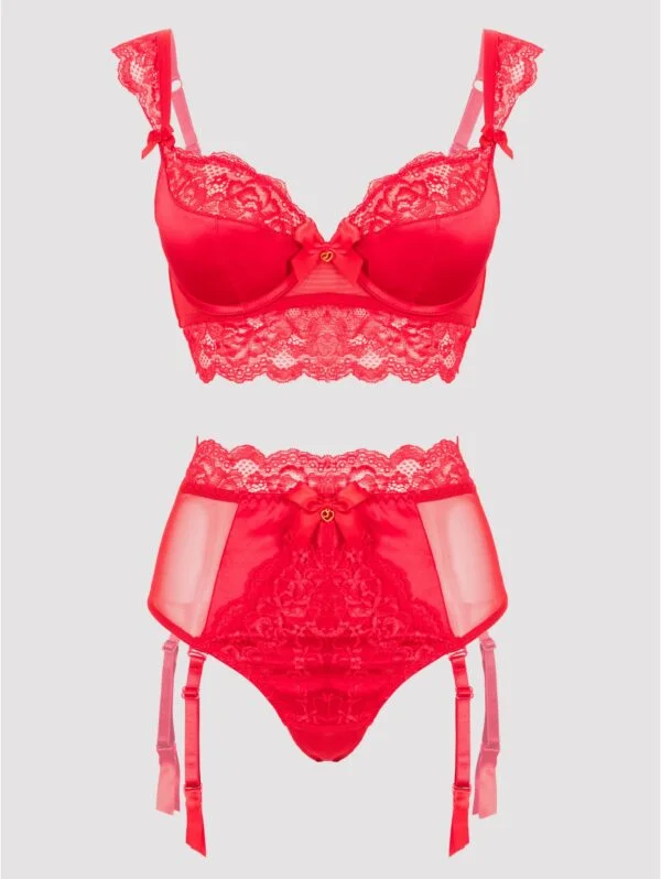 BellesHoney Plus Size Treasure Me Red Push-Up Bra Set