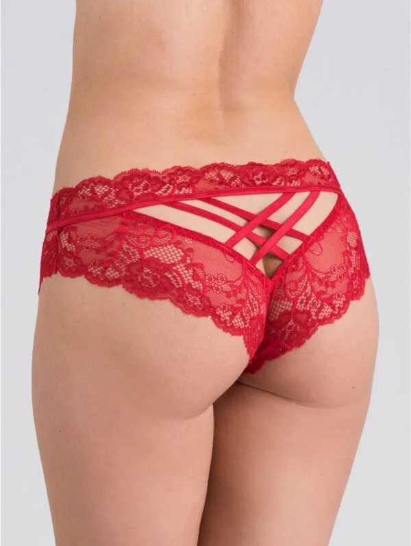 BellesHoney Red Lace Crotchless Criss-Cross Back Panties