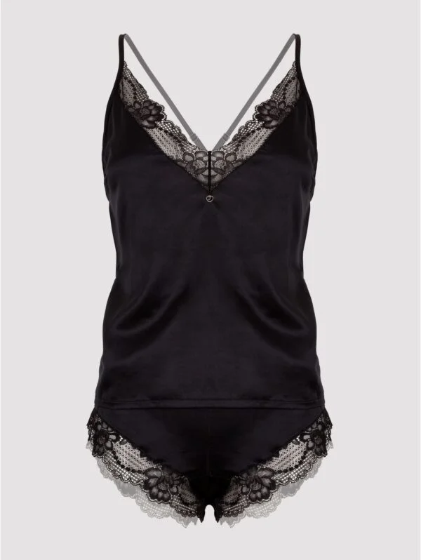 BellesHoney Plus Size Jewel Satin Black Cami Set