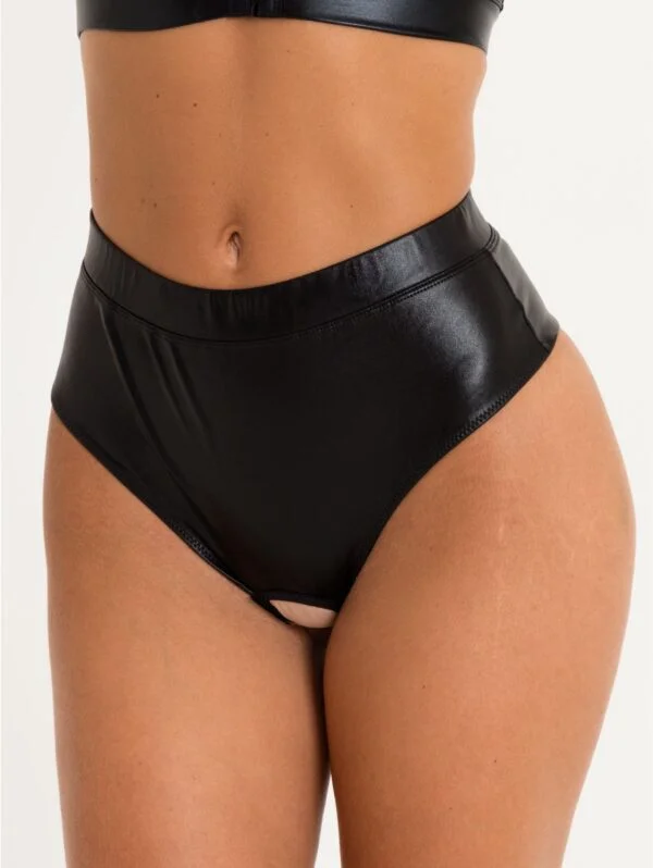 BellesHoney Plus Size Fierce Wet Look Cut-Out Crotchless Thong