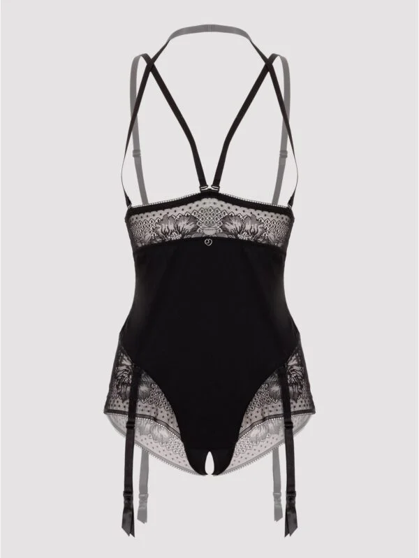 BellesHoney Hourglass Black Smoothing Open-Cup Crotchless Teddy