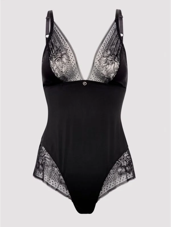 BellesHoney Hourglass Black Smoothing Sleeveless Crotchless Teddy