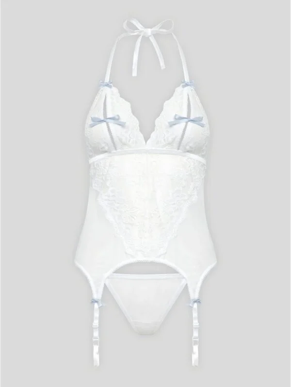 BellesHoney Peek-a-Boo White Lace Merry Widow Bustier SetPeek-a-Boo White Lace Mer