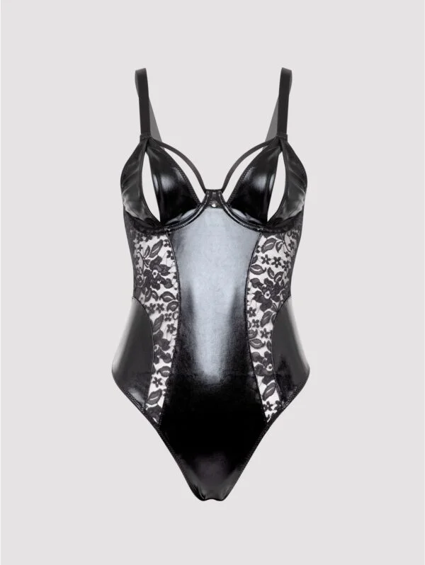 BellesHoney Fierce Muse Wet Look Crotchless Teddy