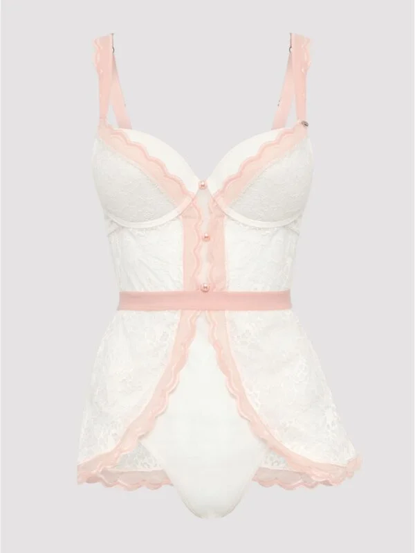 BellesHoney Vintage Bliss Ivory Crotchless Skirted Teddy
