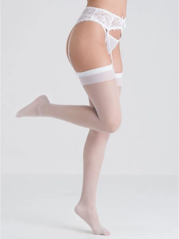 BellesHoney Fantasy Plus Size White Plain Top Stockings