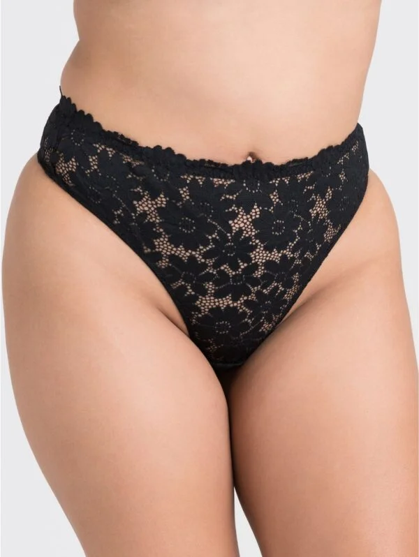 BellesHoney Mindful Black Recycled Lace High-Waisted Thong