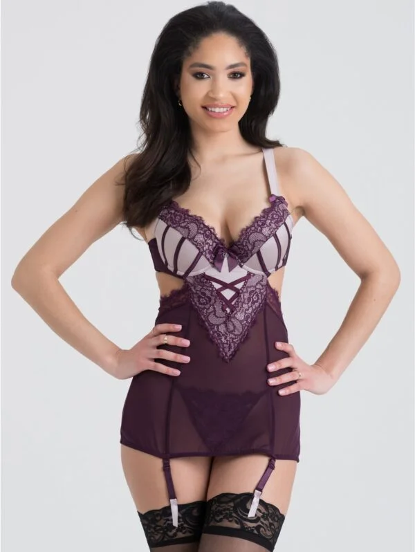 BellesHoney Plus Size Boudoir Belle Plum Cut-Out Chemise Set