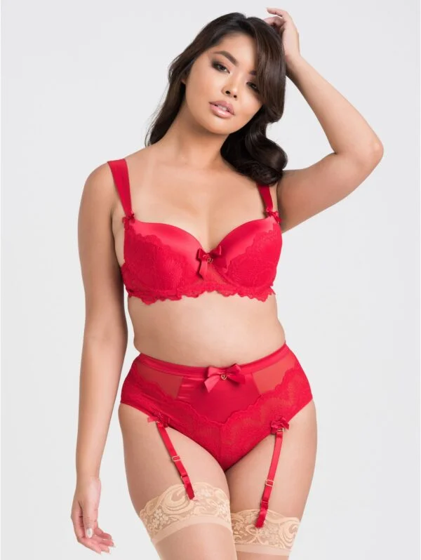BellesHoney Plus Size Moonlight Desire Red Satin Bra Set