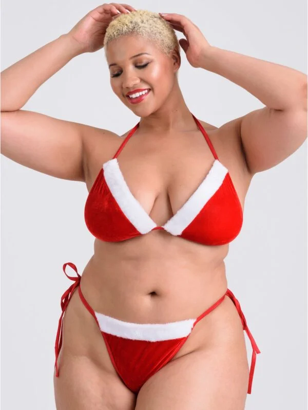 BellesHoney Fantasy Plus Size Santa Red Velvet Bikini Set