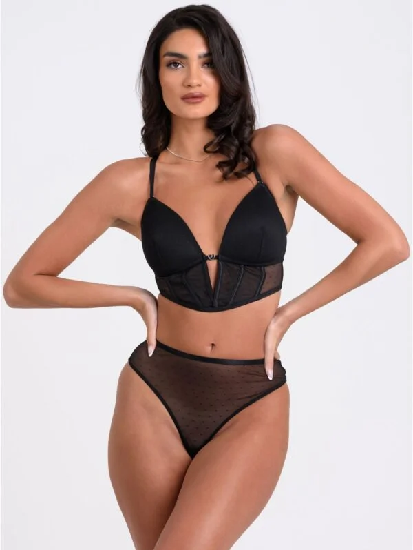 BellesHoney Secret Noir Sheer Spot Mesh Bra Set