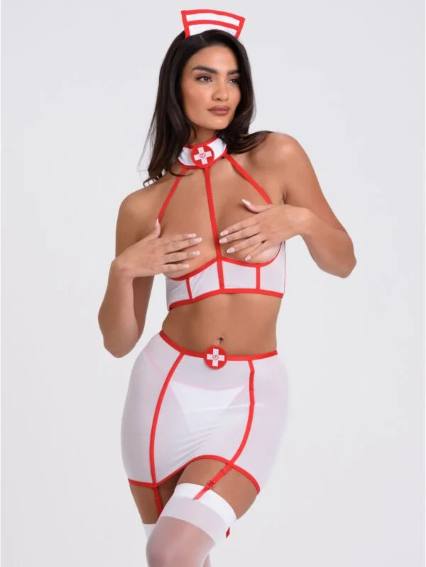 BellesHoney Fantasy Plus Size Racy Open-Cup Nurse Costume