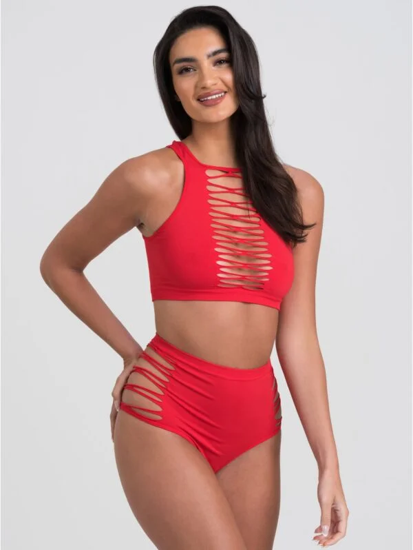 BellesHoney Plus Size Criss-Cross Red Bra Set