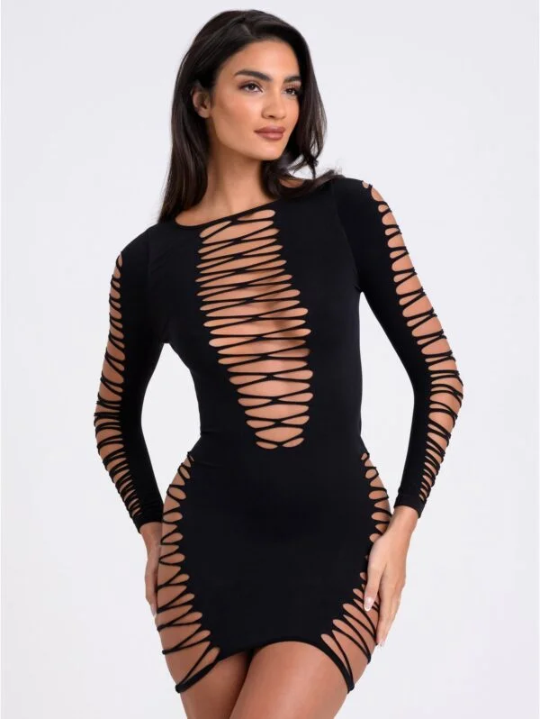 BellesHoney Plus Size Black Criss-Cross Long Sleeve Dress