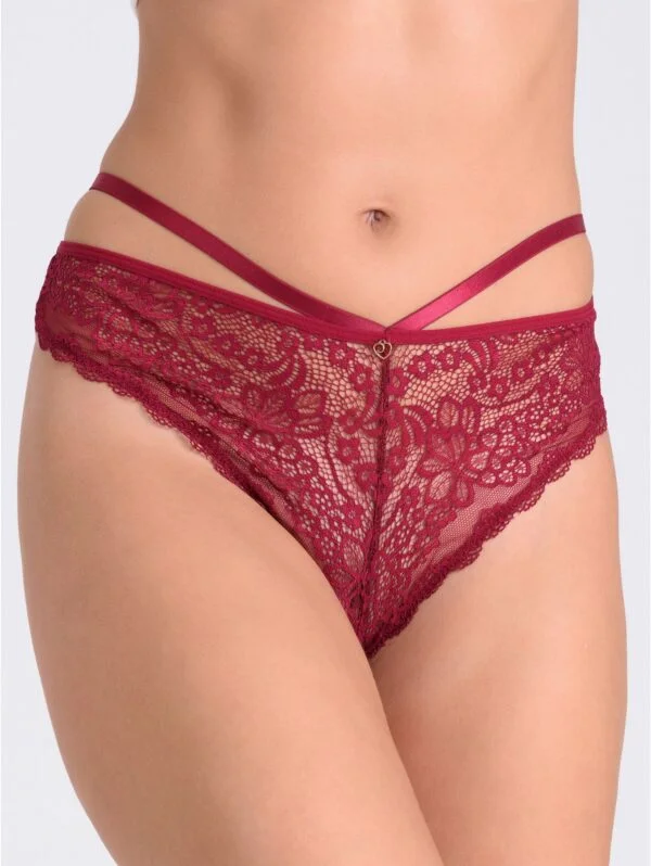 BellesHoney Plus Size Late Night Liaison Wine Crotchless Thong