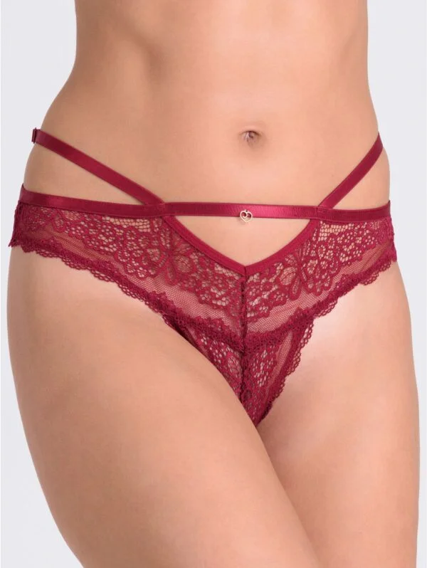 BellesHoney Plus Size Late Night Liaison Wine Crotchless Brazilian Panties