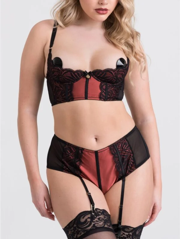 BellesHoney Dark Paradise Black and Copper Crotchless Bra Set