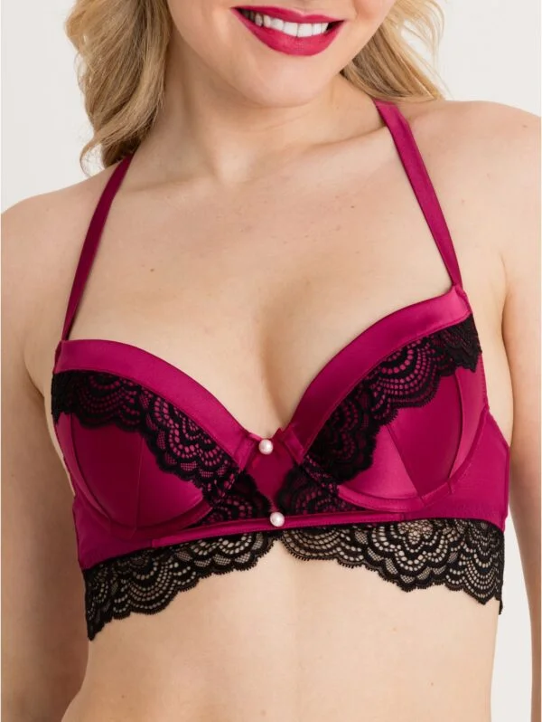 BellesHoney Plus Size Satin Romance Purple Push-up Bra