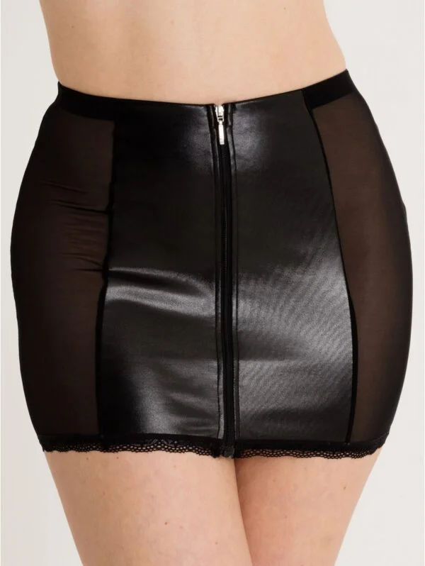 BellesHoney Plus Size Fierce Wet Look and Lace Zip-Up Skirt