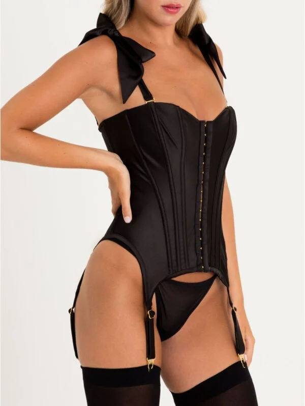 BellesHoney Plus Size Satin Silhouette Black Corset