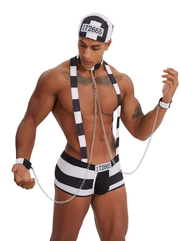 Belleshoney Men's Sexy Prisoner Costume Set